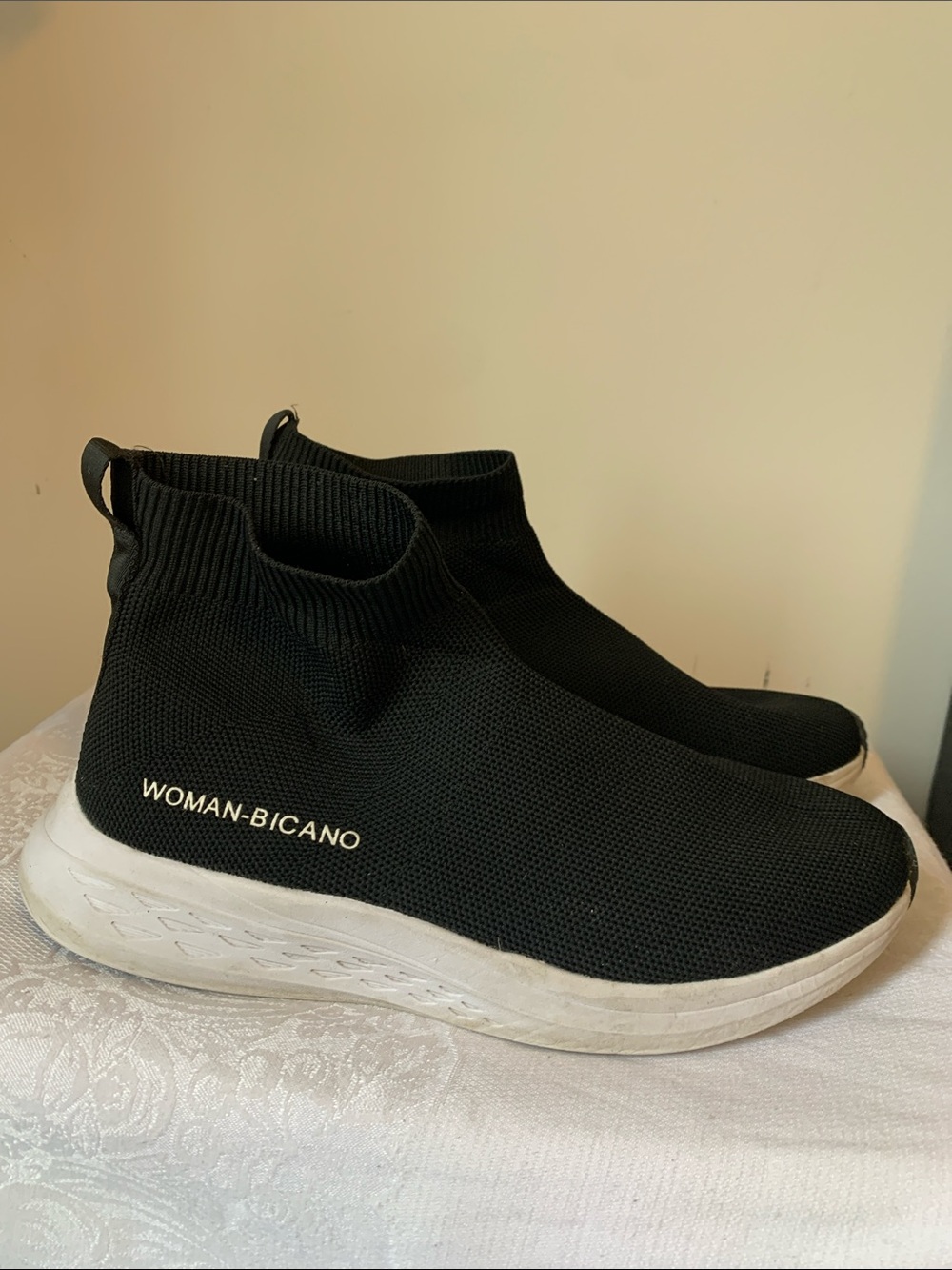Black Slip-On Athletic Sock Sneakers